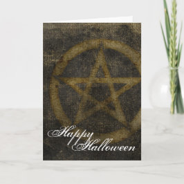 Brown Pentagram Happy Halloween Wenskaart 2 Kaart