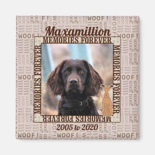 Brown Pet Photo Memorial voor Dog Magneet (Voorkant)