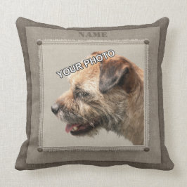 Brown Pet Portret Foto Rustic decorative fringe Kussen