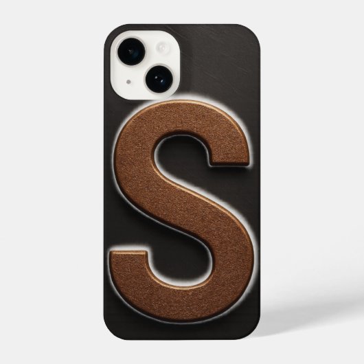 “Brown Phone Cover with Bold Black S Trendy iPhone Hoesje (Achterkant)