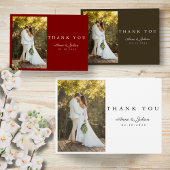 Brown Photo Modern Wedding W Note Landscape Bedankkaart