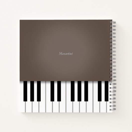  Brown Piano Music-toetsenbord op maat Notitieboek (Achterkant)