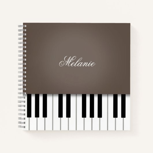  Brown Piano Music-toetsenbord op maat Notitieboek (Voorkant)
