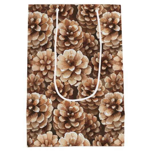 Brown Pine Cones Nature Birthday Medium Cadeauzakje (Achterkant)