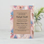 Brown Pink Boho Floral and Rustic Wood Trunk Party Kaart (Staand voorkant)