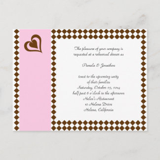 Brown Pink Invitation Reply Post Kaart