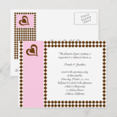 Brown Pink Invitation Reply Post Kaart (Voorkant / Achterkant)