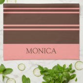  Brown Pink Stripes Script Name Kitchen Towels Theedoek (Gevouwen)