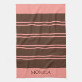  Brown Pink Stripes Script Name Kitchen Towels Theedoek (Verticaal)