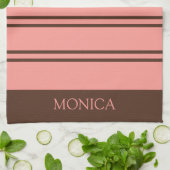  Brown Pink Stripes Script Name Kitchen Towels Theedoek (Gevouwen)