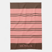  Brown Pink Stripes Script Name Kitchen Towels Theedoek (Verticaal)