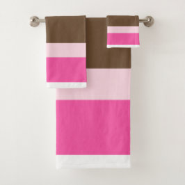 Brown & Pink White Stripe Bathroom Towel Sets  Bad Handdoek