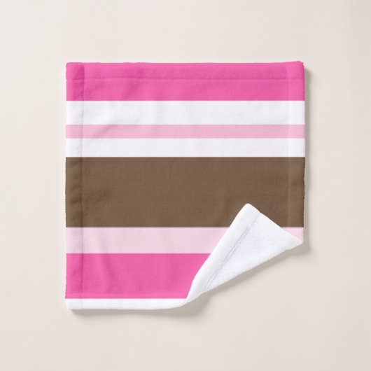 Brown & Pink White Stripe Bathroom Towel Sets  Bad Handdoek (Wasdoekje)