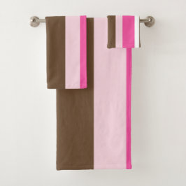 Brown & Pink White Stripe Bathroom Towel Sets  Bad Handdoek