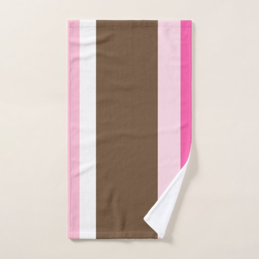 Brown & Pink White Stripe Bathroom Towel Sets  Bad Handdoek (Handdoek)