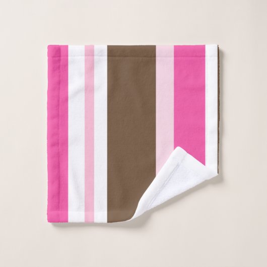 Brown & Pink White Stripe Bathroom Towel Sets  Bad Handdoek (Wasdoekje)