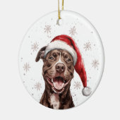 Brown Pitbull Dog Christmas Personalized Keramisch Ornament (Links)