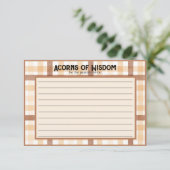 Brown Plaid Acorn Ouder Tips Activiteit Kaarten (Staand voorkant)