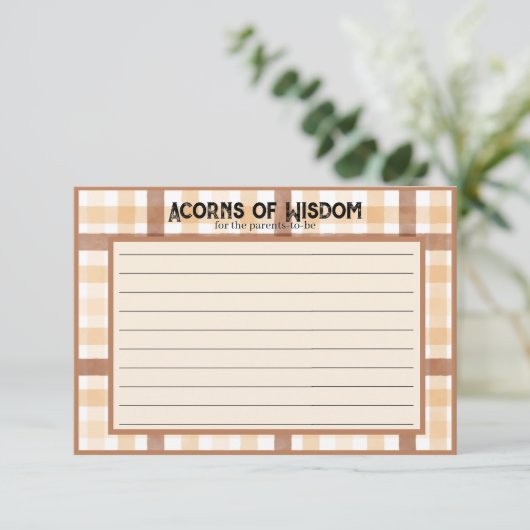 Brown Plaid Acorn Ouder Tips Activiteit Kaarten (Staand voorkant)