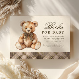 Brown Plaid Bear Baby Shower Books For Baby Informatiekaartje
