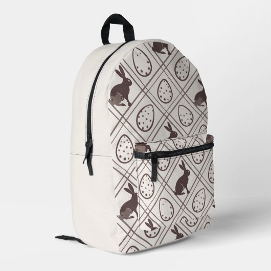 Brown Plaid Easter Bedrukte Rugzak (Achterkant Hoek Links)