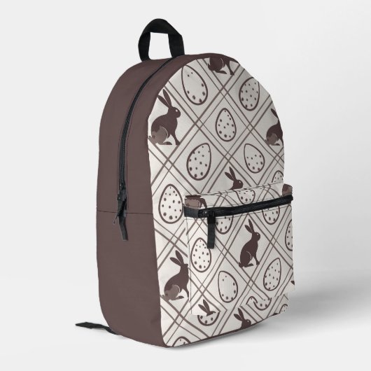 Brown Plaid Easter Bedrukte Rugzak (Achterkant Hoek Links)