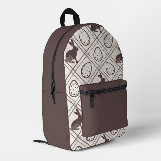 Brown Plaid Easter Bedrukte Rugzak (Achterkant Hoek Links)
