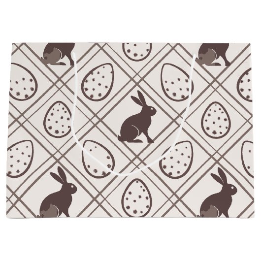 Brown Plaid Easter Groot Cadeauzakje (Voorkant)