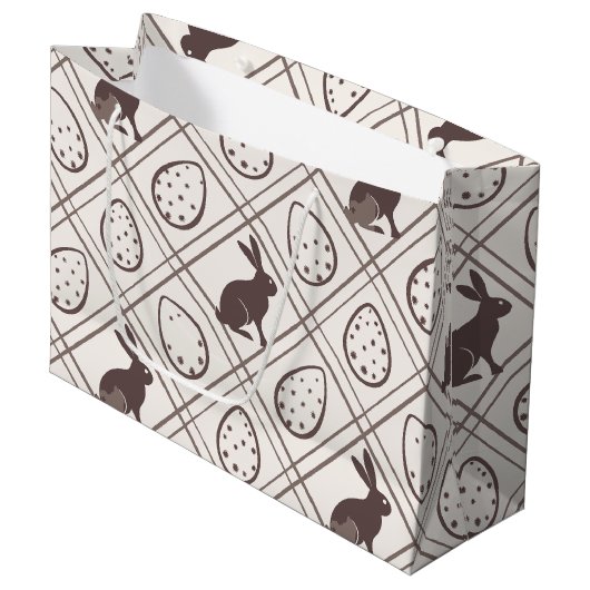 Brown Plaid Easter Groot Cadeauzakje (Voorkant Gekanteld)