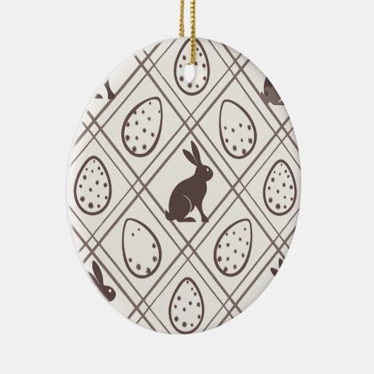 Brown Plaid Easter Keramisch Ornament (Rechts)