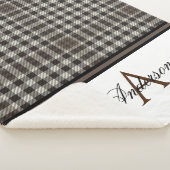 Brown Plaid Gepersonaliseerd Sherpa Deken (3/4)