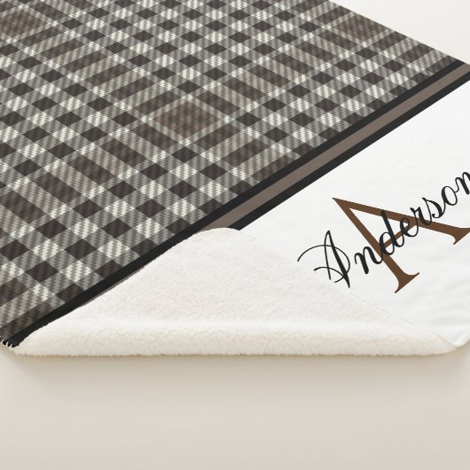 Brown Plaid Gepersonaliseerd Sherpa Deken (3/4)