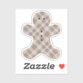brown plaid gingerbread man  sticker (Vel)