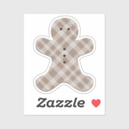 brown plaid gingerbread man  sticker