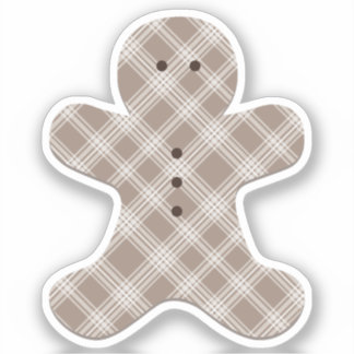 brown plaid gingerbread man  sticker