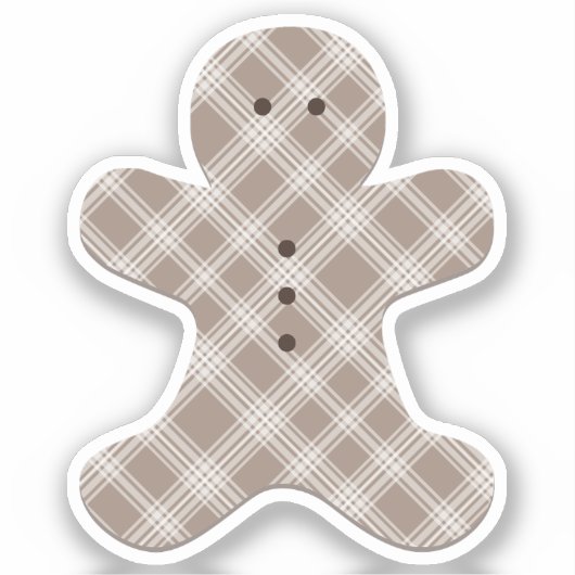 brown plaid gingerbread man  sticker (Voorkant)