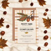 Brown Plaid Herfst Acorn Baby shower Invitation Kaart