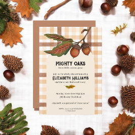 Brown Plaid Herfst Acorn Baby shower Invitation Kaart