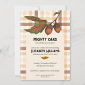 Brown Plaid Herfst Acorn Baby shower Invitation Kaart (Voorkant)