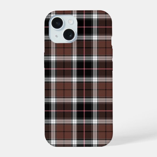 Brown Plaid iPhone 15 Case (Achterkant)