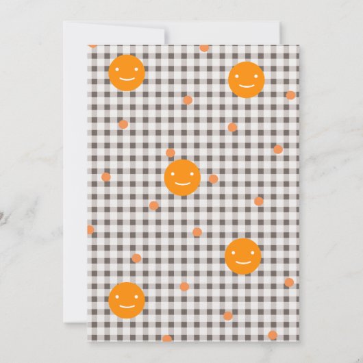 Brown Plaid & Orange Dots Baby Shower Invitation Kaart (Achterkant)
