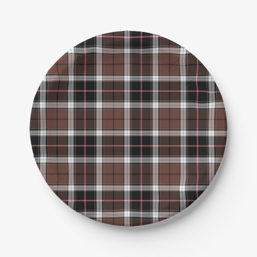 Brown Plaid Papieren Bordje (Voorkant)