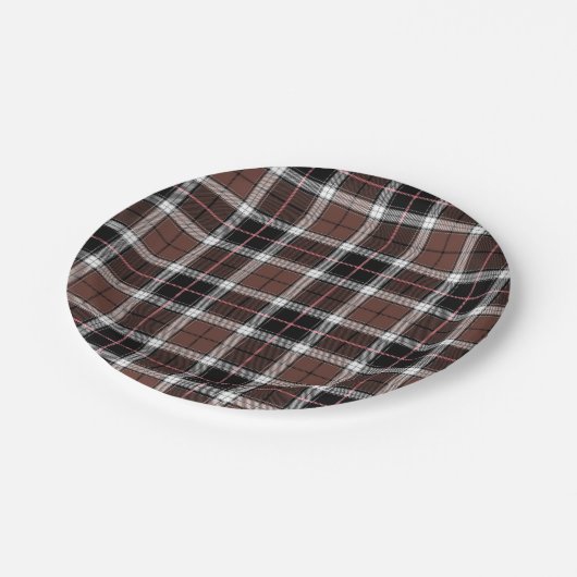 Brown Plaid Papieren Bordje (Gekanteld)