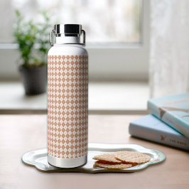 Brown Plaid Pattern Water Bottle Waterfles