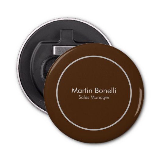 Brown Plain Eenvoudig Modern Professional Button Flesopener (Voorkant)