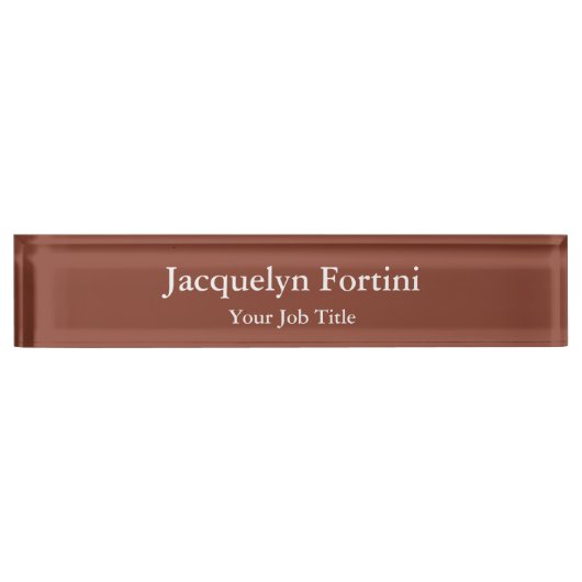 Brown Plain Elegant Modern minimalist Naambordje (Voorkant)