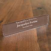 Brown Plain Elegant Modern minimalist Naambordje (Zijkant)