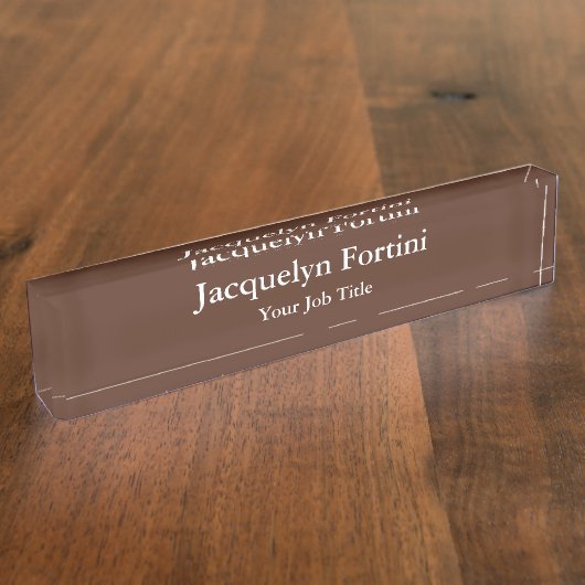 Brown Plain Elegant Modern minimalist Naambordje (Zijkant)