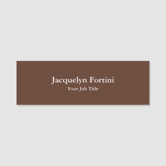 Brown Plain Elegant Modern minimalist Naamplaatje (Voorkant)