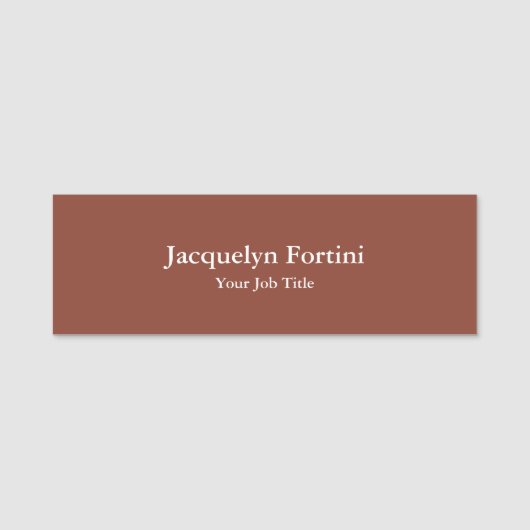 Brown Plain Elegant Modern minimalist Naamplaatje (Voorkant)